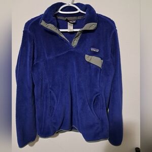 Patagonia Snap-T Pullover Fleece Quarter Snap Sweater Women's M blue